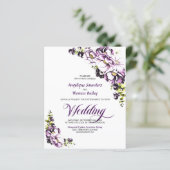 予算すべてを1つの紫色のフローラ結婚式招待状 (スタンド正面)