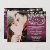 予算すべてを1つの赤い写真素朴の結婚式の招待 (正面/裏面)