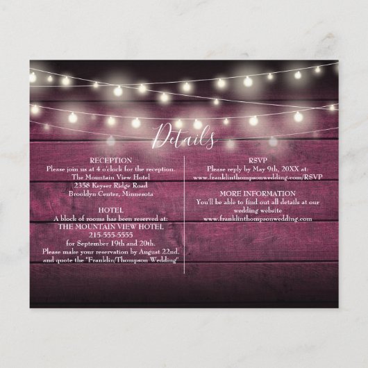 予算すべてを1つの赤い写真素朴の結婚式の招待 (裏面)