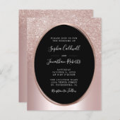 予算すべてを1つの赤面グリッター結婚式招待状 (正面/裏面)