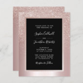 予算すべてを1つの赤面グリッター結婚式招待状 (正面/裏面)
