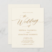 予算すべてを1つの金ゴールド書道結婚式の招待 (正面/裏面)