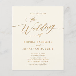 予算すべてを1つの金ゴールド書道結婚式の招待