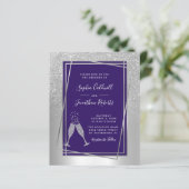 予算すべてを1つの銀と青の結婚式の招待 (スタンド正面)