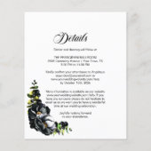 予算すべてを1つの黒いフローラ結婚式招待状 (裏面)