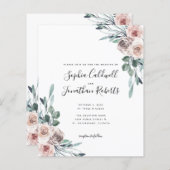 予算すべてを1ダスティピンクのバラの結婚式の招待 (正面/裏面)