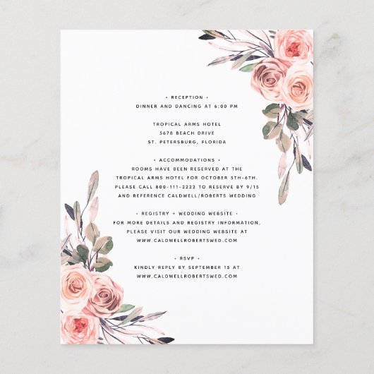 予算すべて一つの赤面ピンクローゼウェディングアクト (裏面)