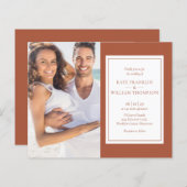 予算すべて1つのテラコッタ写真の結婚式招待 (正面/裏面)