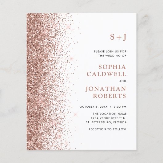 予算すべて1つのモノグラムグリッター結婚式の招待 (正面)