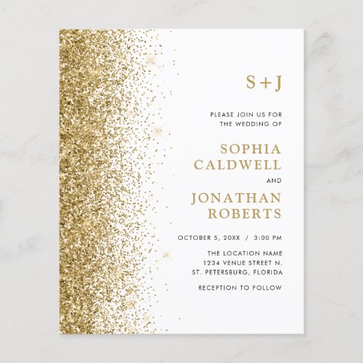 予算すべて1つのモノグラムグリッター結婚式の招待 (正面)