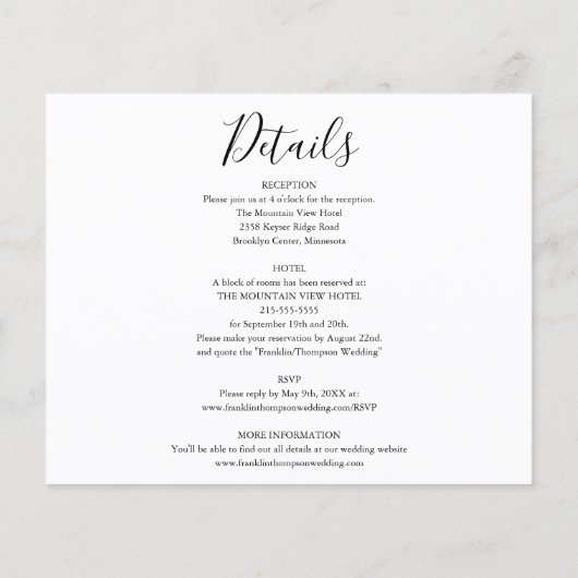 予算すべて1つの写真でシックな結婚式の招待 (裏面)