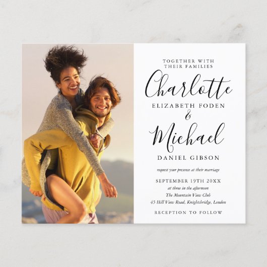 予算すべて1つの写真でシックな結婚式の招待 (正面)