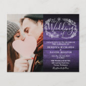 予算すべて1つの紫色の木の写真の結婚式の招待 (正面)