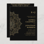 予算すべて1つの金ゴールドマンダラウェディング招待 (正面/裏面)
