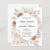 予算すべて1つのBohoピンクのバラの結婚式の招待 (正面/裏面)