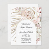 予算すべて1つのBohoピンクのローズウェディング招待 (正面/裏面)