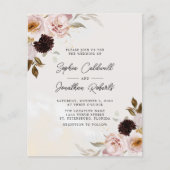 予算すべて1つのBoho赤面フローラ結婚式の招待 (正面)