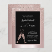 予算すべて1シャンパングリッター結婚式の招待 (正面/裏面)