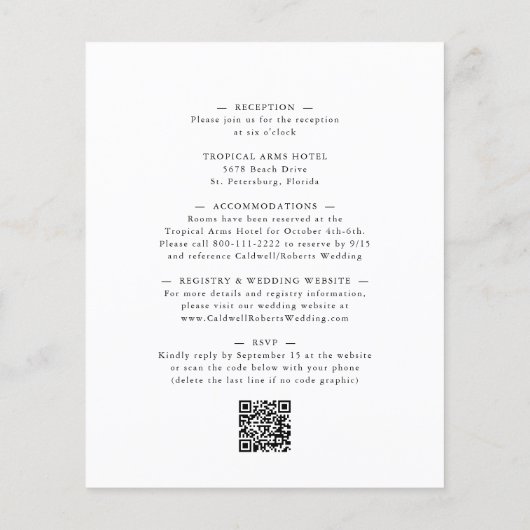 予算すべて1ユーカリフローラ結婚式の招待 (裏面)