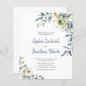 予算すべて1ユーカリフローラ結婚式の招待 (正面/裏面)