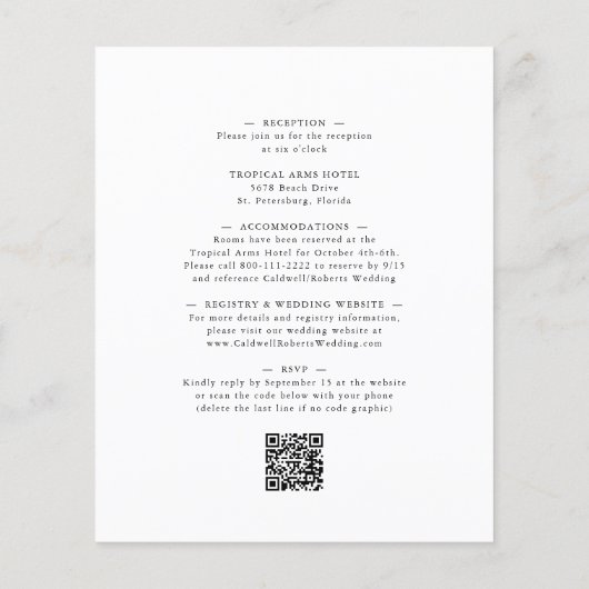 予算すべて1ユーカリフローラ結婚式の招待 (裏面)