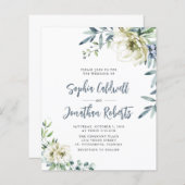 予算すべて1ユーカリフローラ結婚式の招待 (正面/裏面)