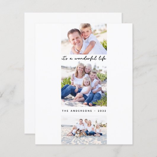 予算それは素晴らしい人生の写真のホリデーカード (正面/裏面)