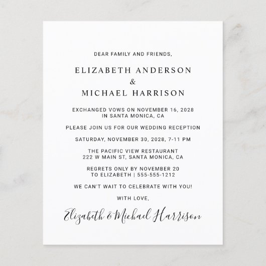 予算たった今結婚しましたウェディングレセプションフォト (裏面)