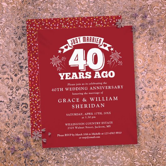 予算たった今結婚しましたルビー40周年記念招待状