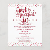 予算たった今結婚しました40周年記念招待状 (正面)
