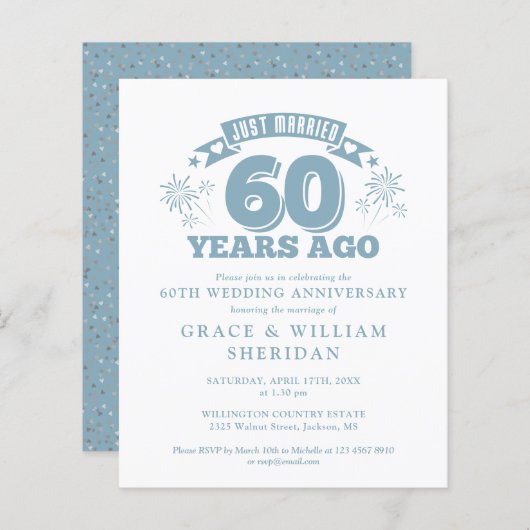 予算たった今結婚しました60周年記念招待状 (正面/裏面)