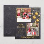 【予算で楽しむ】クリスマスまたはホリデーカード ゴールドテキスト (正面/裏面)