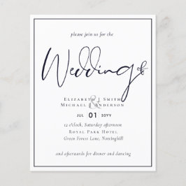 予算で済ませる フライヤー紙 ミッドナイトブルー 結婚式招待状 チラシ