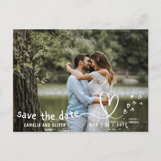 予算で？写真を選択する日付を保存モダン ポストカード (正面)