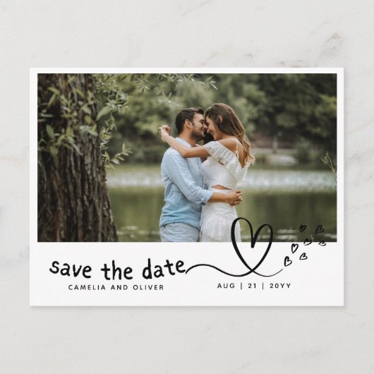 予算で?写真を選択する日付を保存結婚する ポストカード (正面)