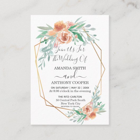 予算とエレガントオリジナルの招待と出欠 名刺 (正面)