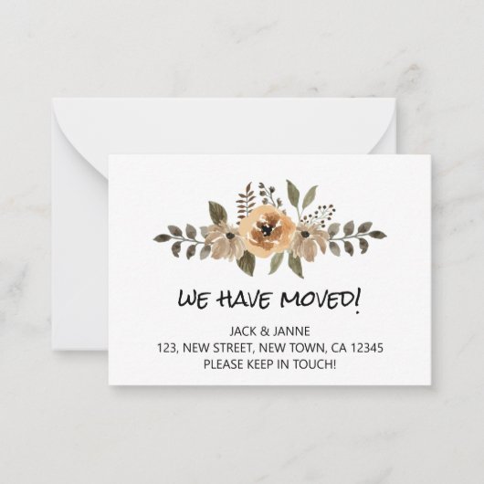 予算とシック我々はアナウンスメントカードを移動 ノートカード (正面)