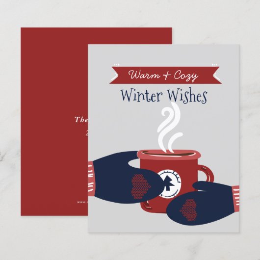 予算に優しいあったかいお祝いのコーヒークリスマスカード (正面/裏面)