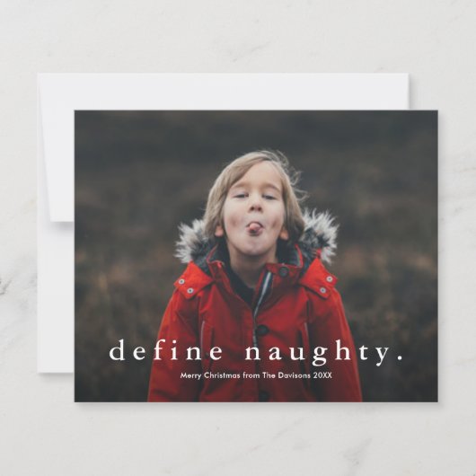予算に優しいおもしろくてナウティな3枚の写真のクリスマスカード (正面)
