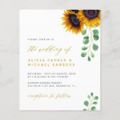 予算に優しいひまわりとユーカリのウェディング招待状 (正面)