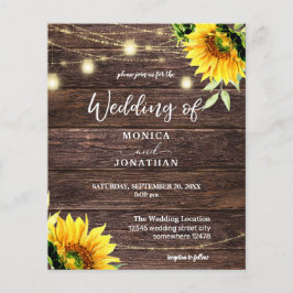 予算に優しいひまわりと木、メイソンジャーを使ったストリングライトのウェディング チラシ