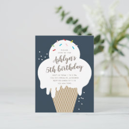 予算に優しいアイスクリームの子供の誕生日パーティーの招待状 ポストカード
