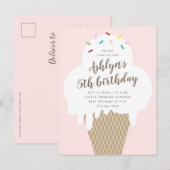 予算に優しいアイスクリームの子供の誕生日パーティーの招待状 ポストカード (正面/裏面)