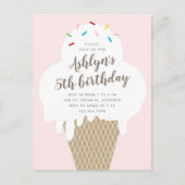 予算に優しいアイスクリームの子供の誕生日パーティーの招待状 ポストカード (正面)