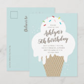 予算に優しいアイスクリームの子供の誕生日パーティーの招待状 ポストカード (正面/裏面)