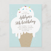 予算に優しいアイスクリームの子供の誕生日パーティーの招待状 ポストカード (正面)