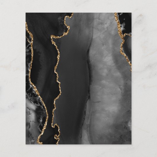 予算に優しいアゲート マーブル ブラック ゴールド ウェディング 招待状 (裏面)