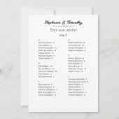 予算に優しいアルファベット順の結婚式着席チャートカード (正面)