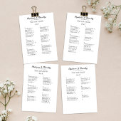 予算に優しいアルファベット順の結婚式着席チャートカード