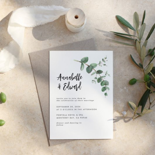 予算に優しいウェディングユーカリの詳細と招待状 チラシ